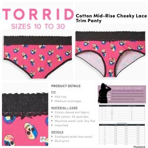 🌟🌟🌟Torrid 5 plus size pink skull lace trim cheeky panty NWT